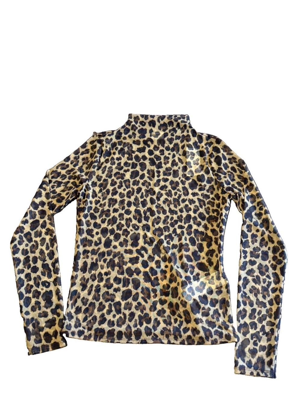 Abercrombie & Fitch Leopard Print Long-Sleeve Mock Neck Mesh Top Size XS NWT
